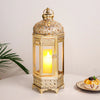 Moroccan Candle Lantern, 16" Gold Hexagonal Candle Holder