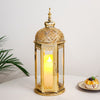 Moroccan Candle Lantern 17'' Gold Hexagonal Candle Holder