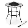 Round Outdoor Fire Pit Table with Mesh Screen Lid & Fire Poker