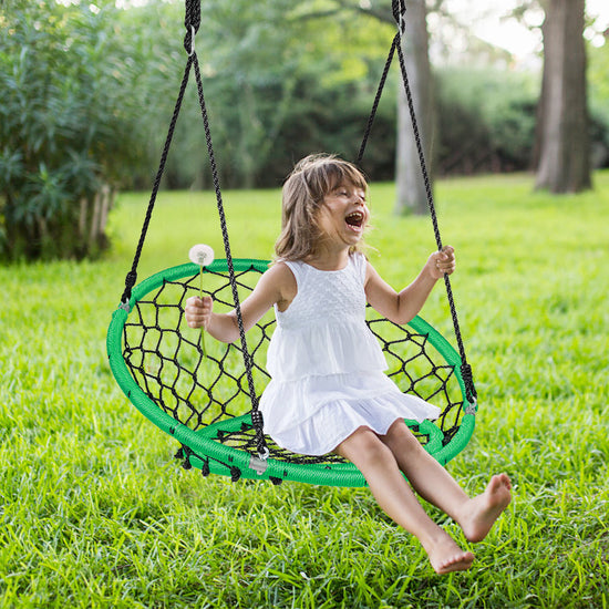 NNECW Net Hanging Swing Chair with Adjustable Hanging Ropes for Outdoor-Green-0