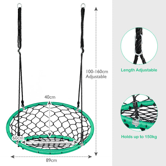 NNECW Net Hanging Swing Chair with Adjustable Hanging Ropes for Outdoor-Green-3