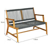 Acacia Wood Rope Bench, Two-Seater Outdoor Patio Loveseat - Gray