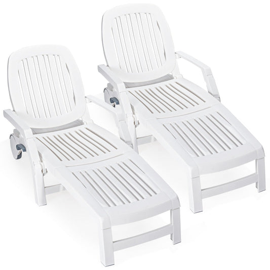 NNECW Outdoor Chaise Lounge Chair with Storage Box-2 pieces