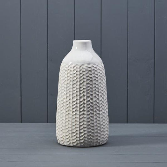 White Ceramic Tall Vase, 28.5cm