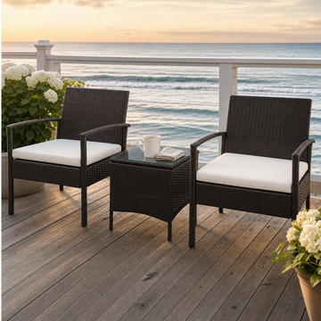 Rattan Sofa Set with Coffee Table — 3 Piece