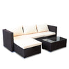 5-Piece Modular Outdoor Lounge Set, PE Rattan - Brown
