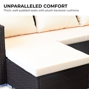 NNEDPE 5pc Modular Outdoor Lounge Set PE Rattan - Brown