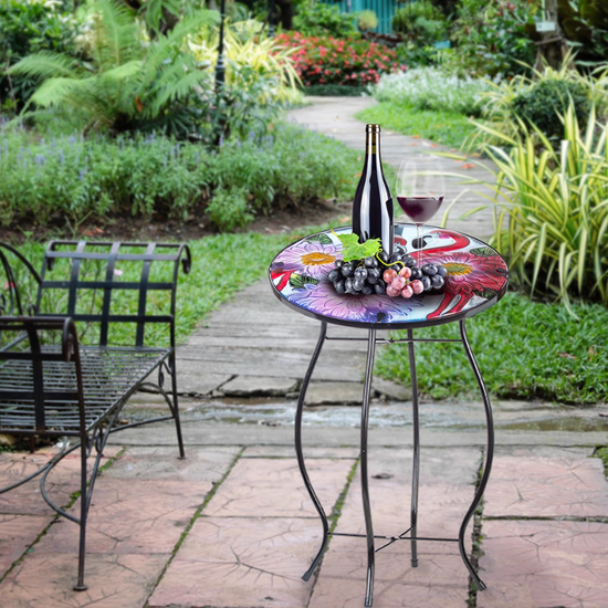 Flamingo Round Glass Top Outdoor Patio Side Table-4