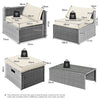 8-Piece PE Rattan Outdoor Conversation Set, White Washable Covers