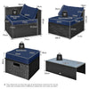 8-Piece Outdoor PE Rattan Conversation Set, Navy Cushions