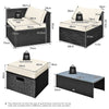 NNECW  8 Pieces Outdoor PE Rattan Conversation Set with Washable Cushion Covers-White-3