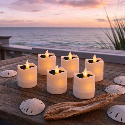 Solar Flameless Candle Set — Waterproof Outdoor, 6 Pieces