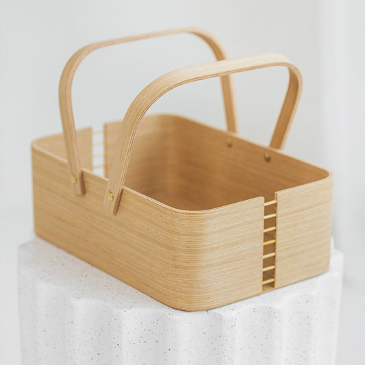 Wooden Picnic Basket with Handles