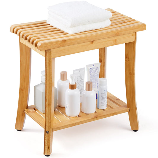 Bamboo Shower Bench & Bath Stool, 19 in. Wide