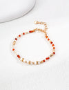 Red Agate & White Pearl Bracelet